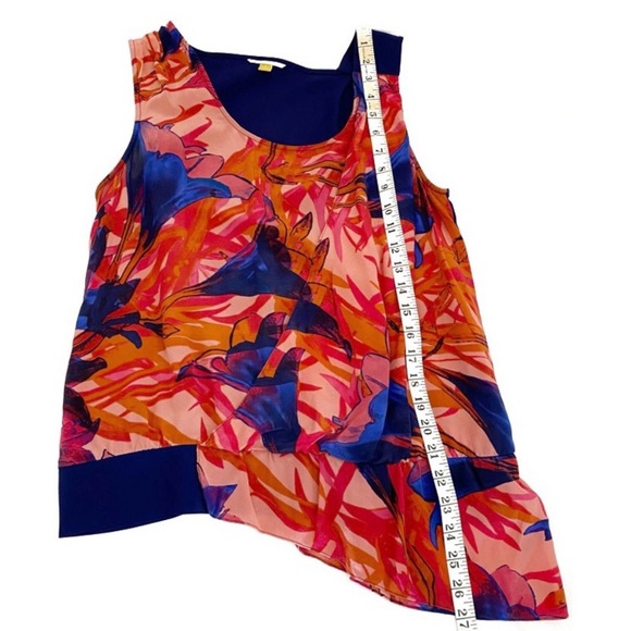 Anthropologie Leifsdottir Multicolor Malva Floral Asymmetric Hem Silk Top,Size 8 - Picture 7 of 11